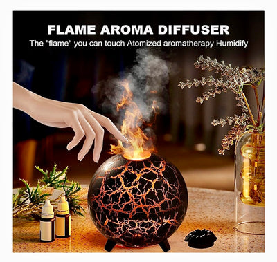 Planet Flame Aromatherapy Humidifier with 7-Color LED & Cool Mist hero image adding clean moisture to air for easier breathing and night comfort.